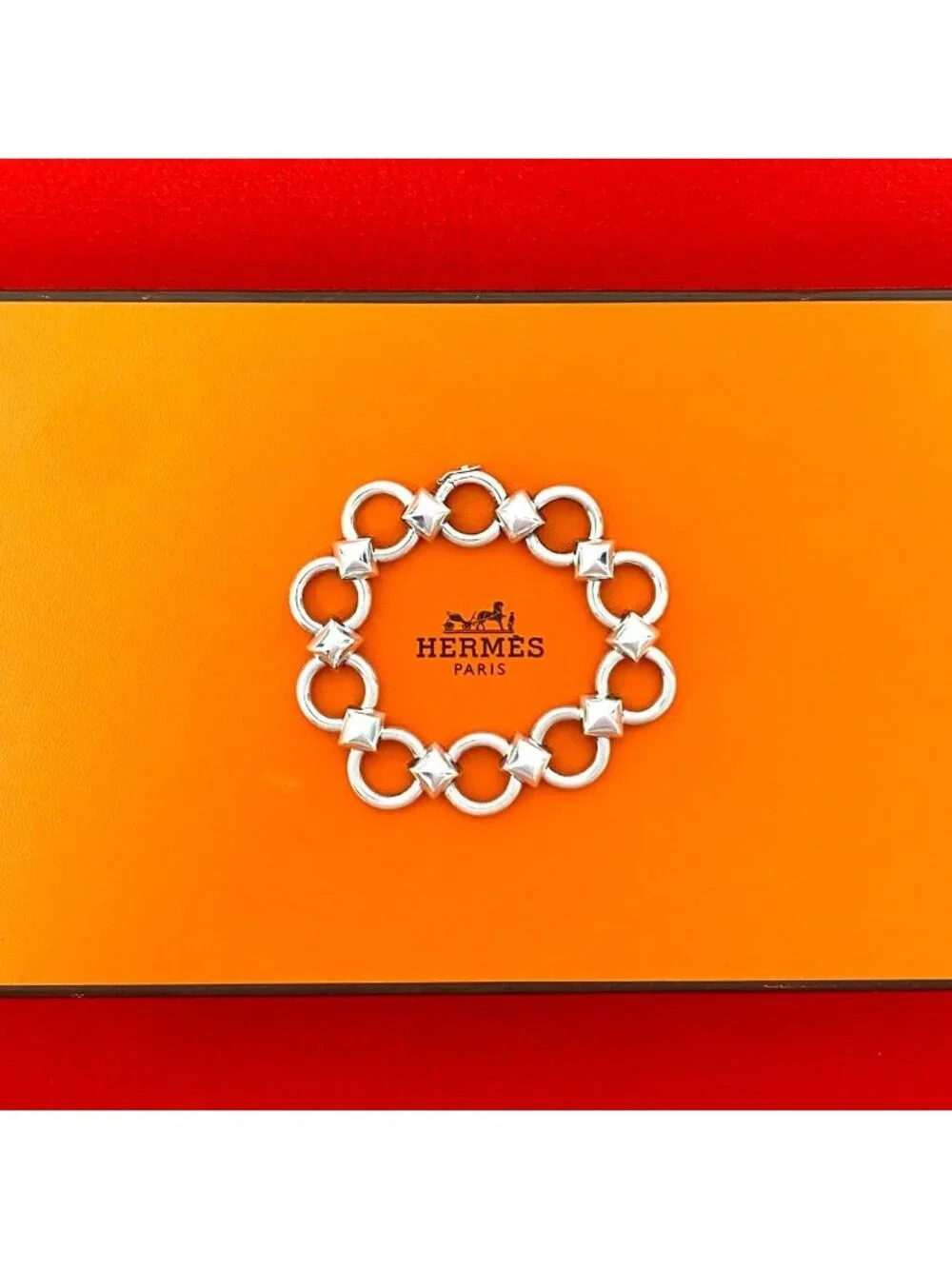 Hermes Vintage Lancelot Bracelet 925 Sterling Silver Bangle